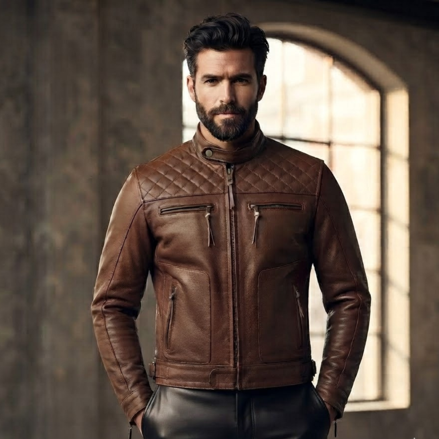 motorcycle leather jacket in premium cowhide with ce protection
