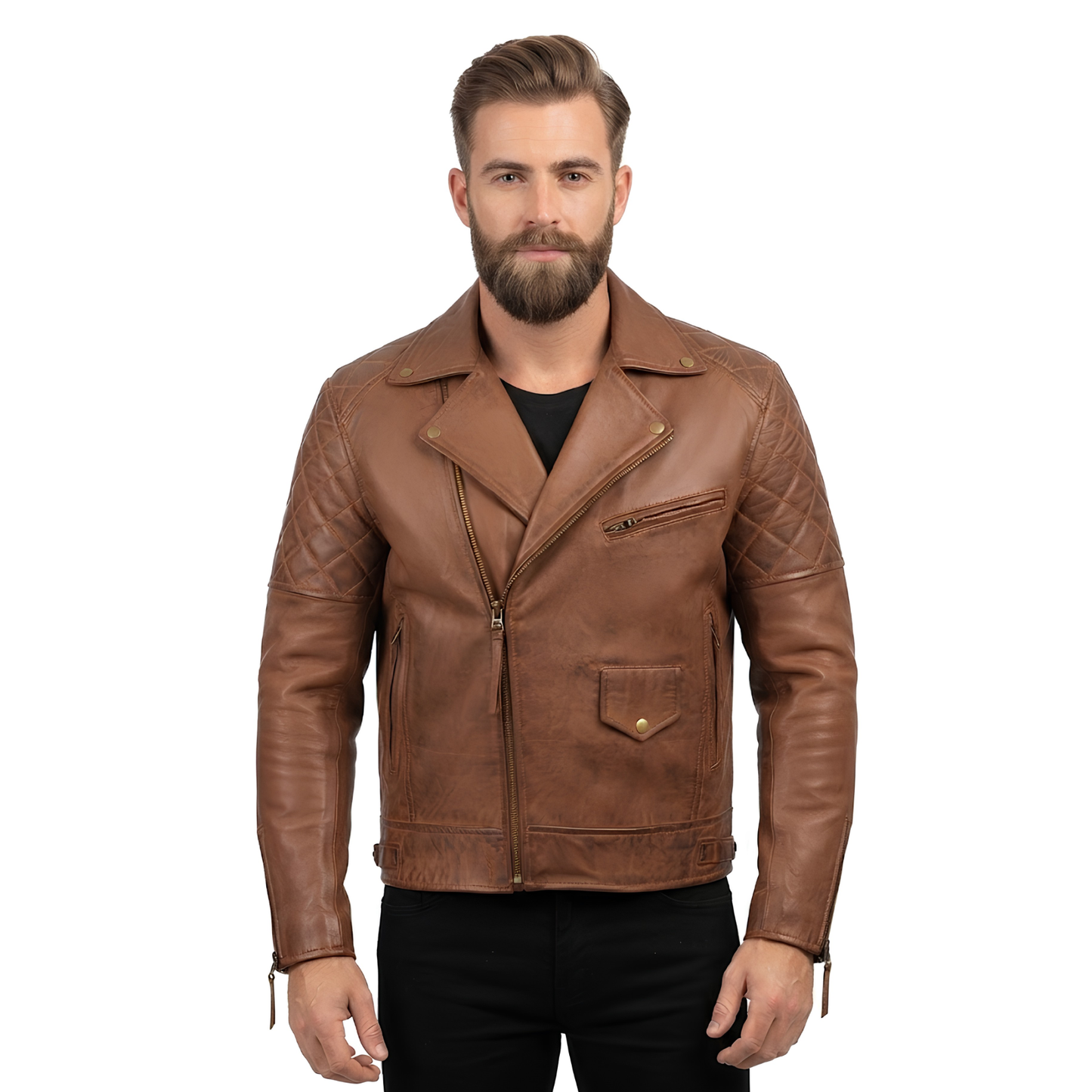 real leather jacket – ashwood diamond quilted biker jacket
