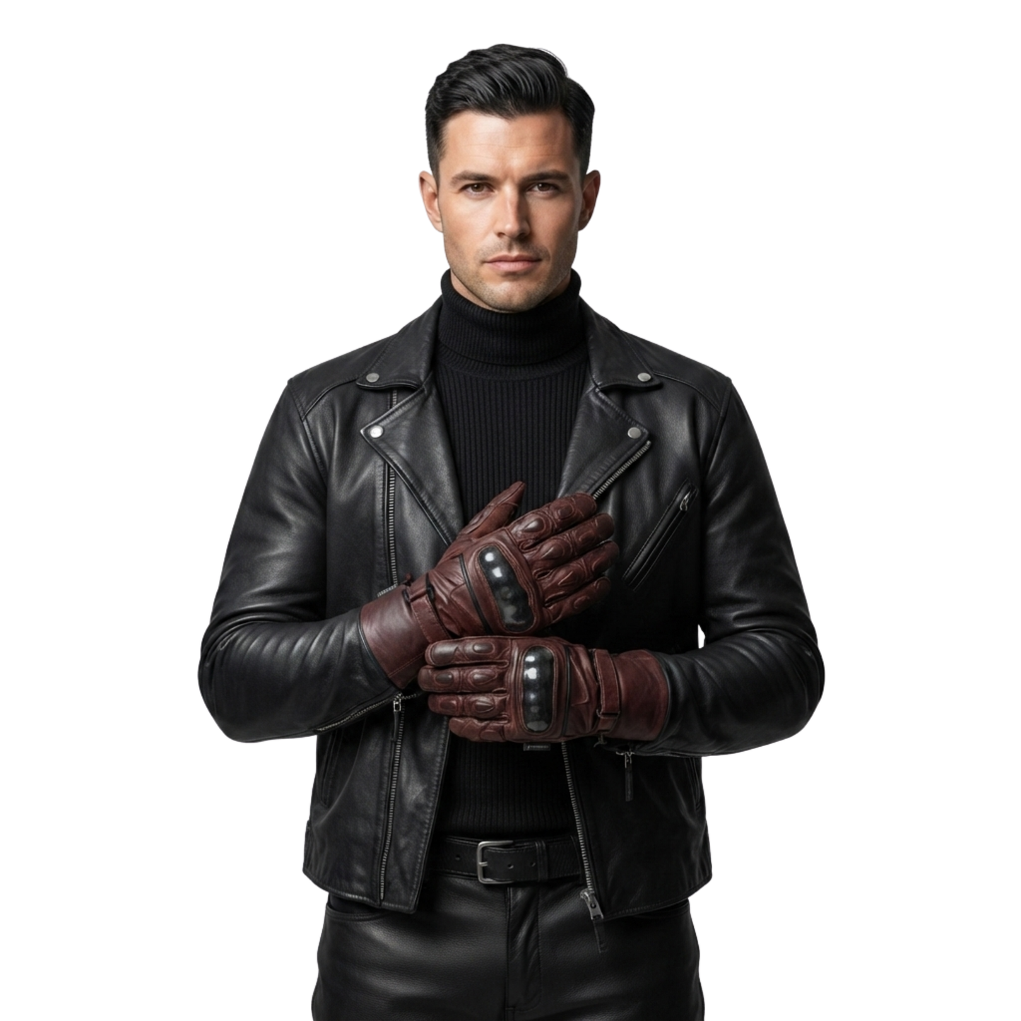 motorcycle gloves premium leather with carbon knuckle armour