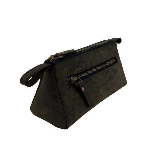 Premium Leather Cosmetic Makeup Bag | Luxury Small Travel Pouch