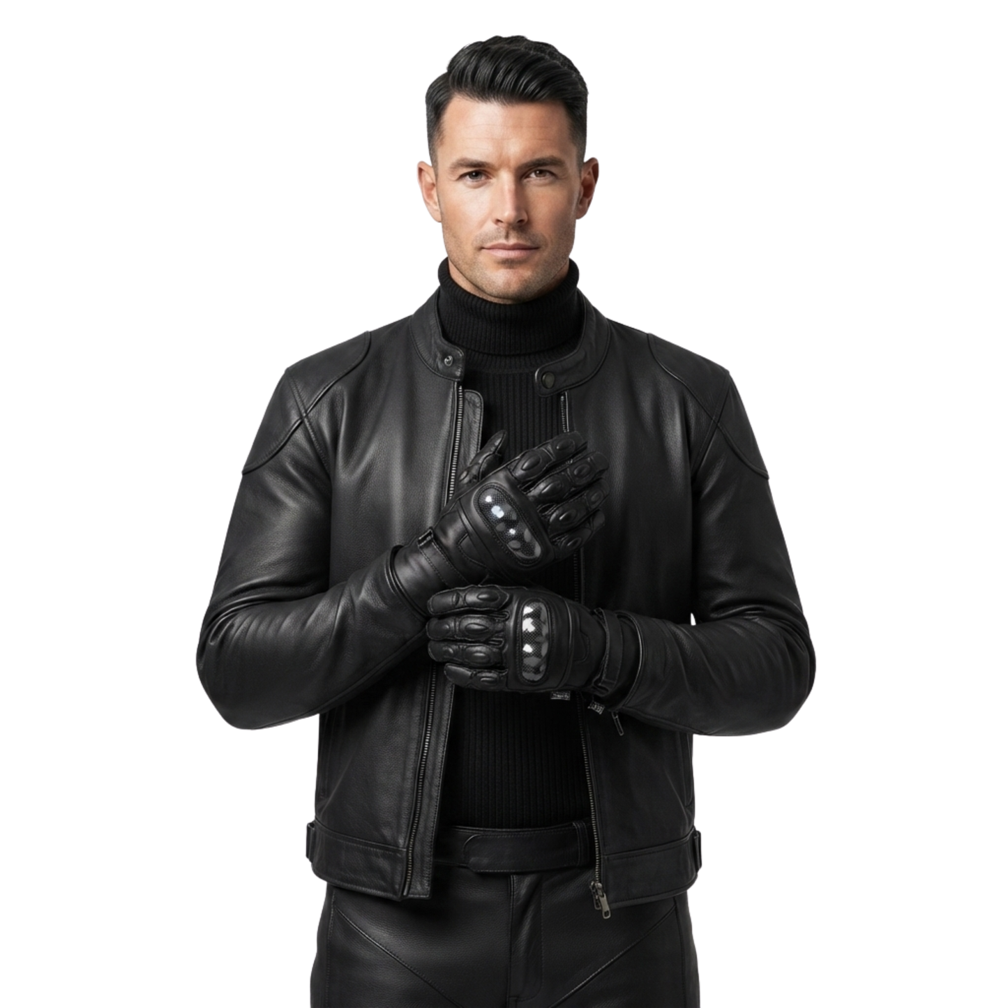 motorcycle gloves premium leather with carbon knuckle armour
