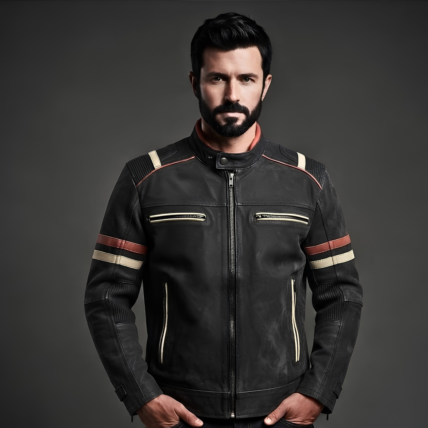 leather jacket ireland stonewash grey café racer for men
