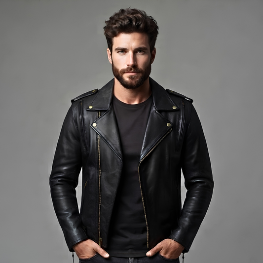 Men's Cool Rider Black Vented Premium Leather Motorcycle Jacket