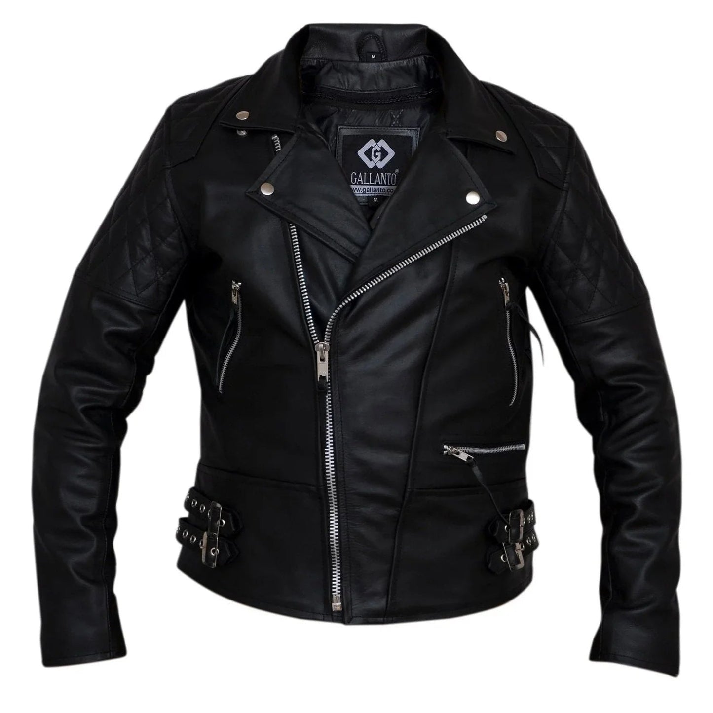 classic diamond motorcycle men's  leather biker jacket