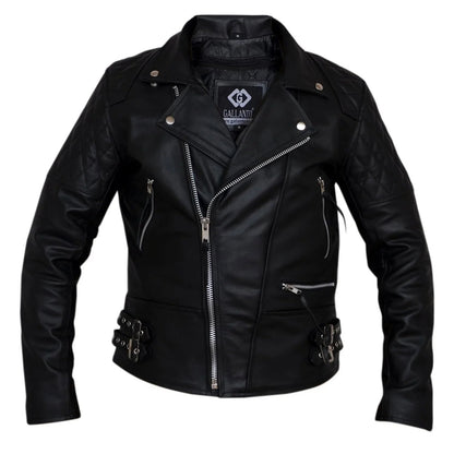 Classic Diamond Motorcycle Men's  Leather Biker Jacket