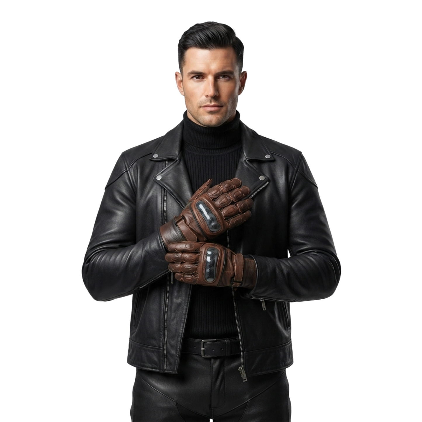 motorcycle gloves premium leather with carbon knuckle armour