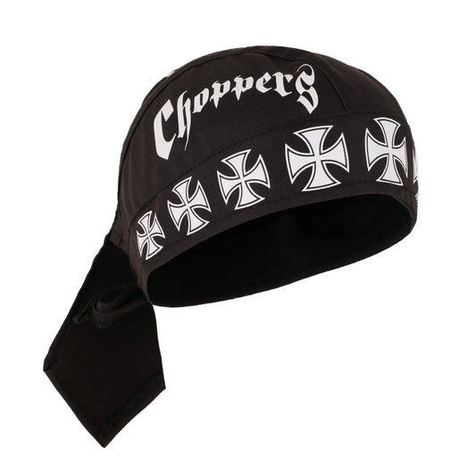 Badana Iron Cross Choppers Textile Headwrap White & Pink