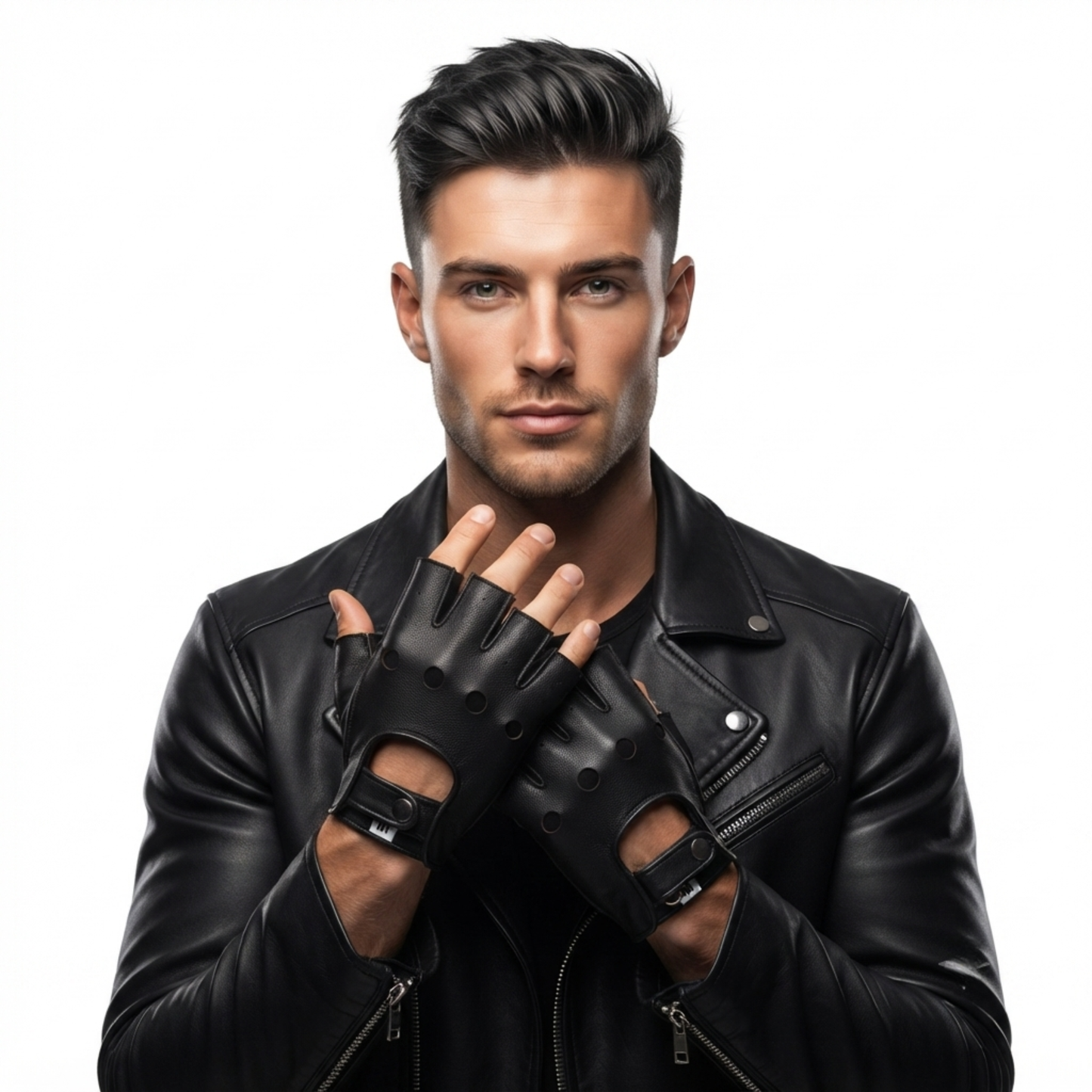 leather fingerless gloves – premium half finger driving & riding gloves