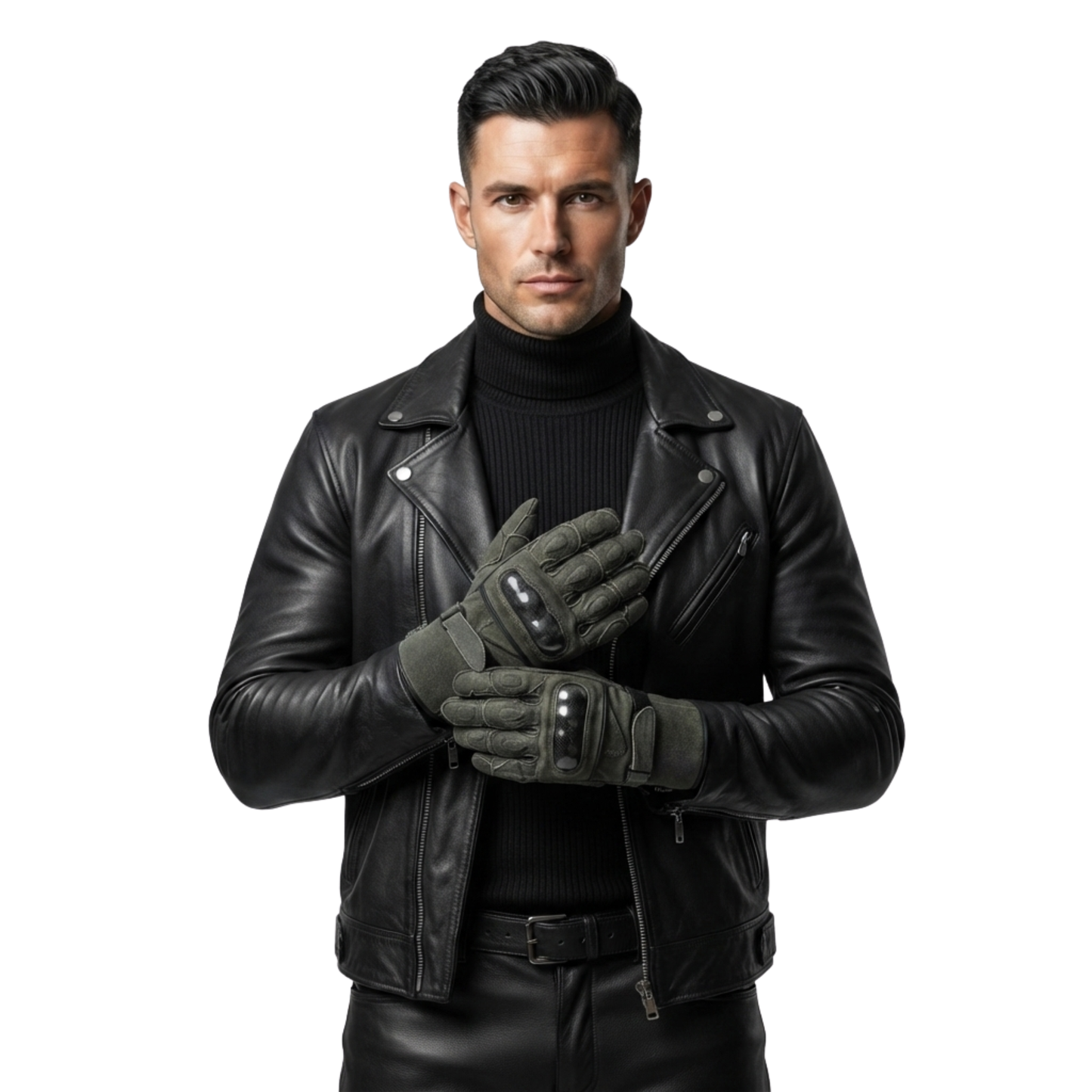 motorcycle gloves premium leather with carbon knuckle armour