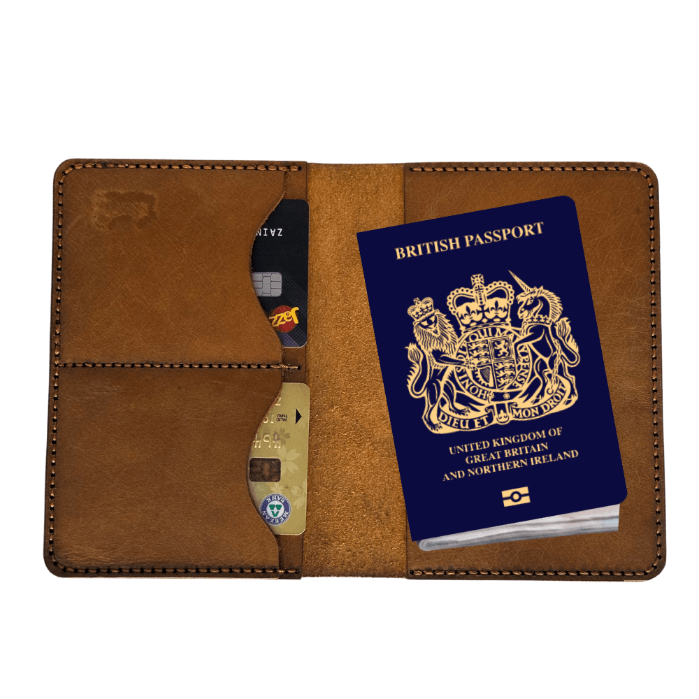 slim leather passport holder | rfid blocking travel wallet cover