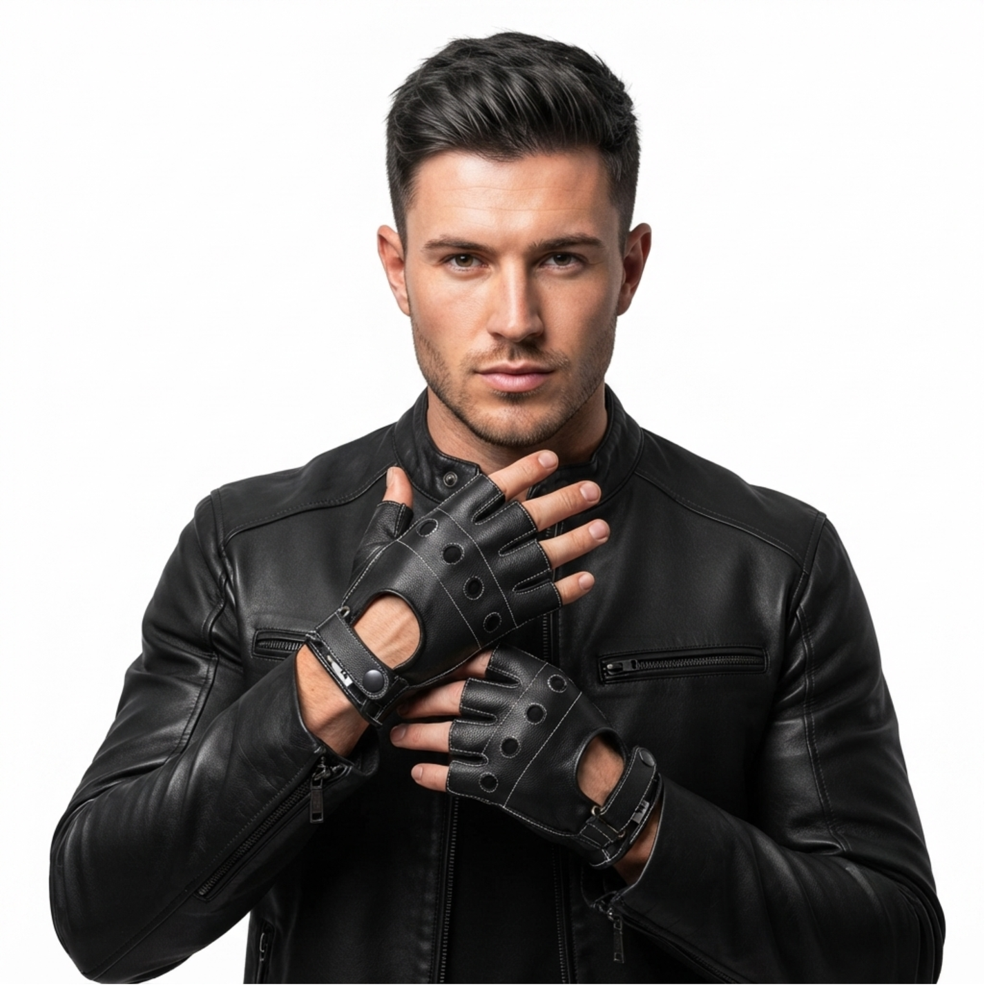 leather fingerless gloves – premium half finger driving & riding gloves