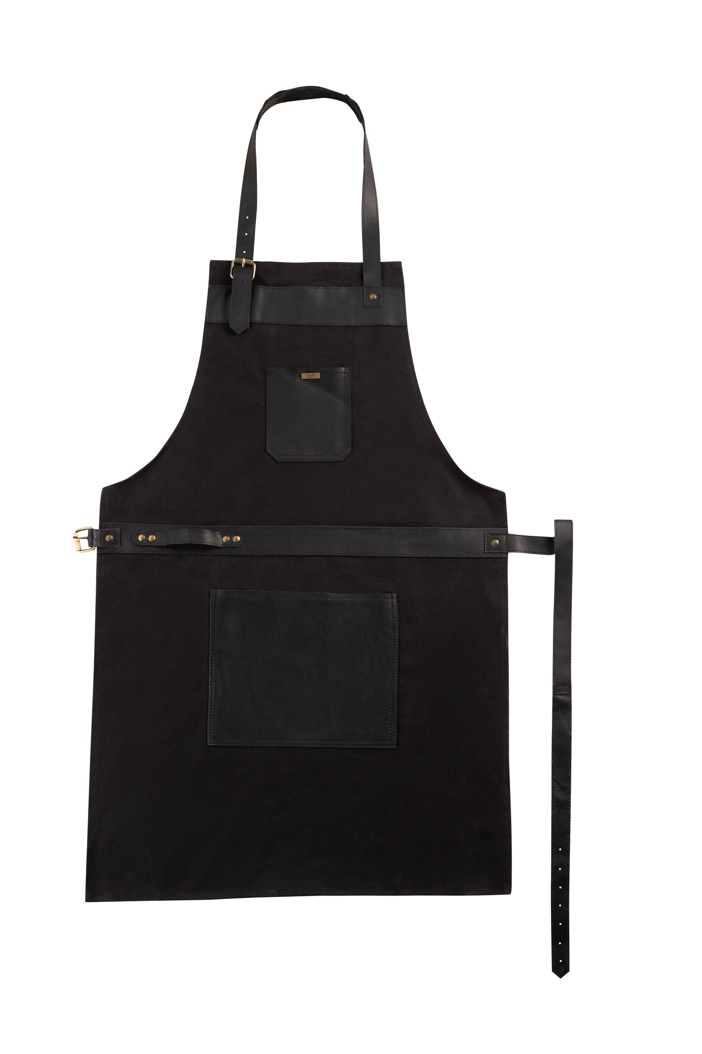 vintage canvas and leather cooking apron with adjustable leather straps