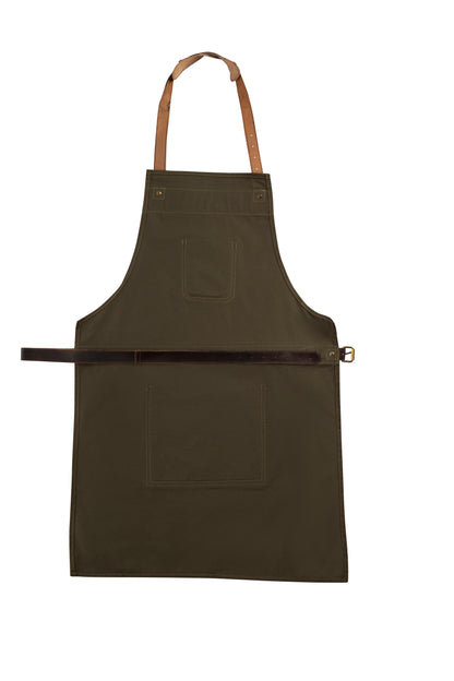 Vintage Canvas and Leather Cooking Apron with Adjustable Leather Straps