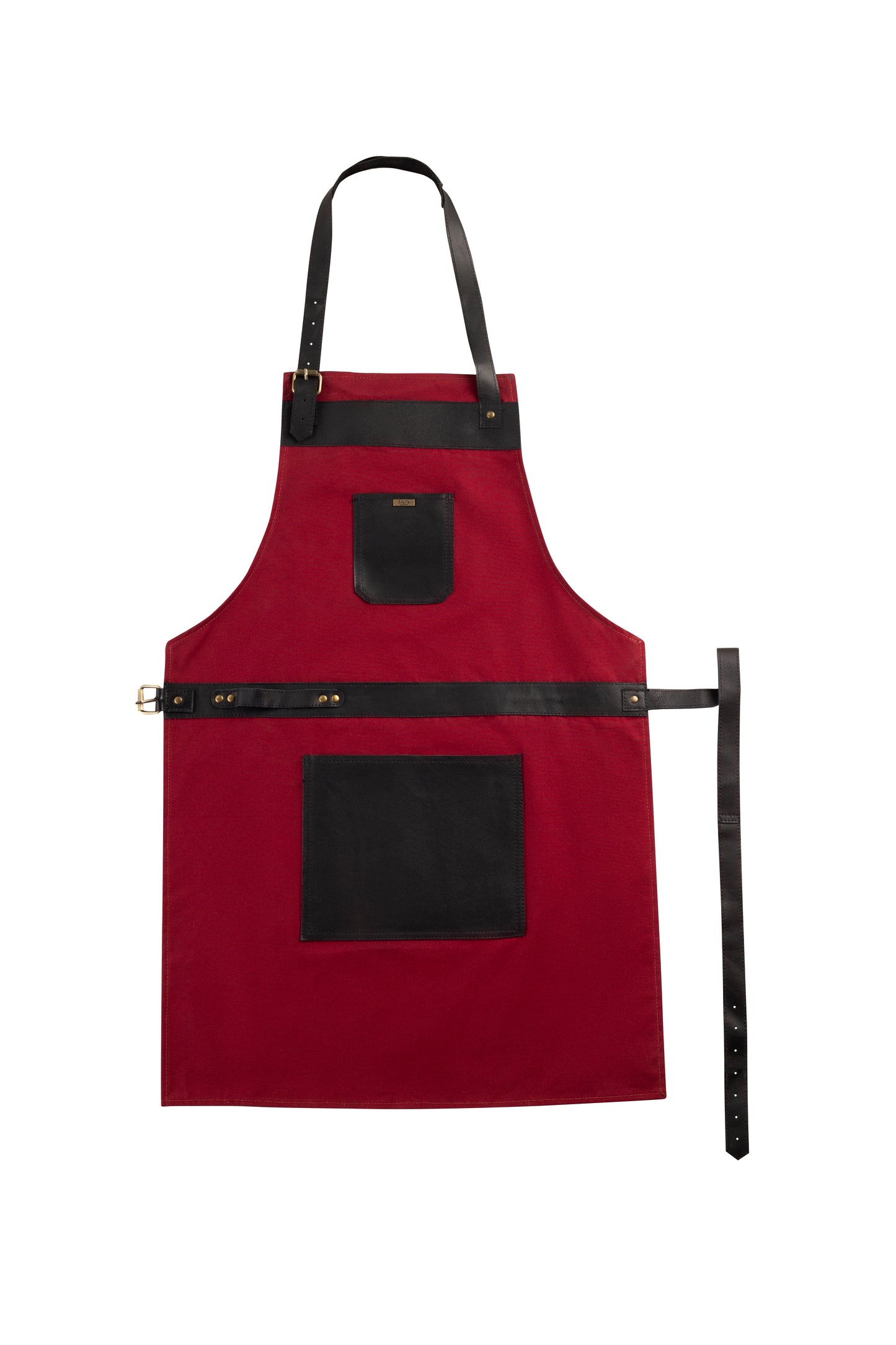 vintage canvas and leather cooking apron with adjustable leather straps