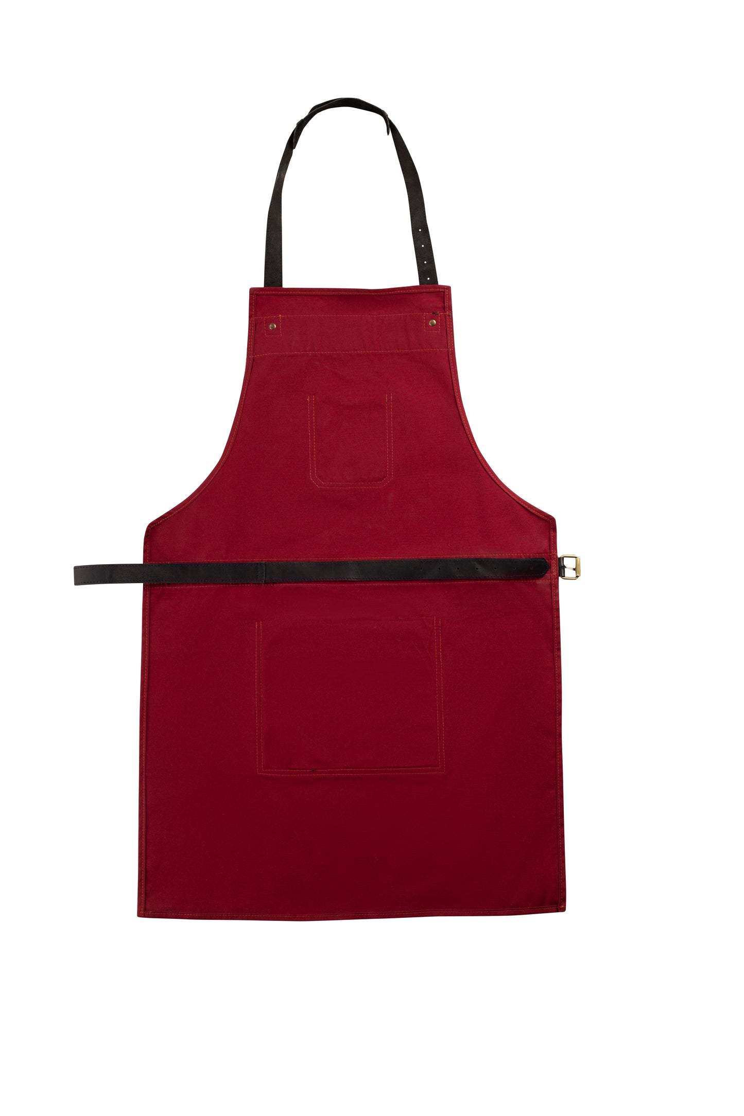 vintage canvas and leather cooking apron with adjustable leather straps