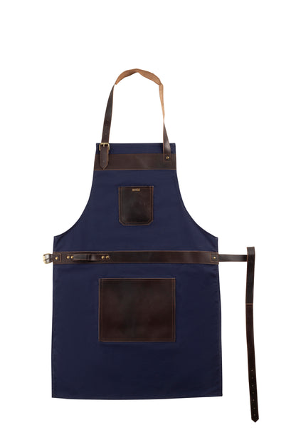 Vintage Canvas and Leather Cooking Apron with Adjustable Leather Straps