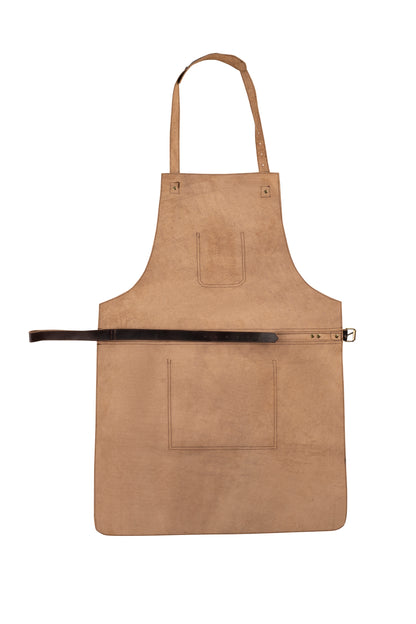 Vintage Canvas and Leather Cooking Apron with Adjustable Leather Straps