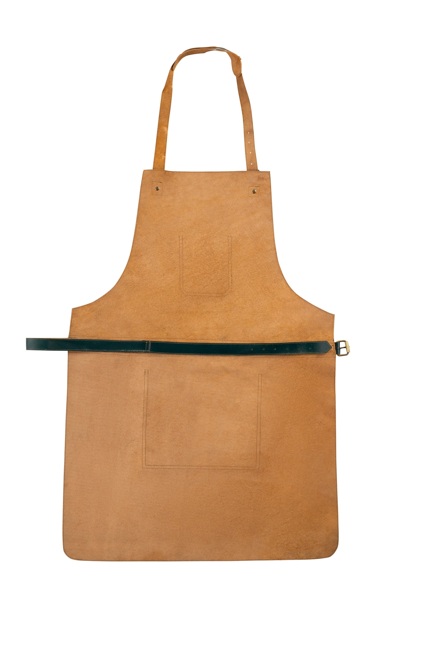 vintage canvas and leather cooking apron with adjustable leather straps