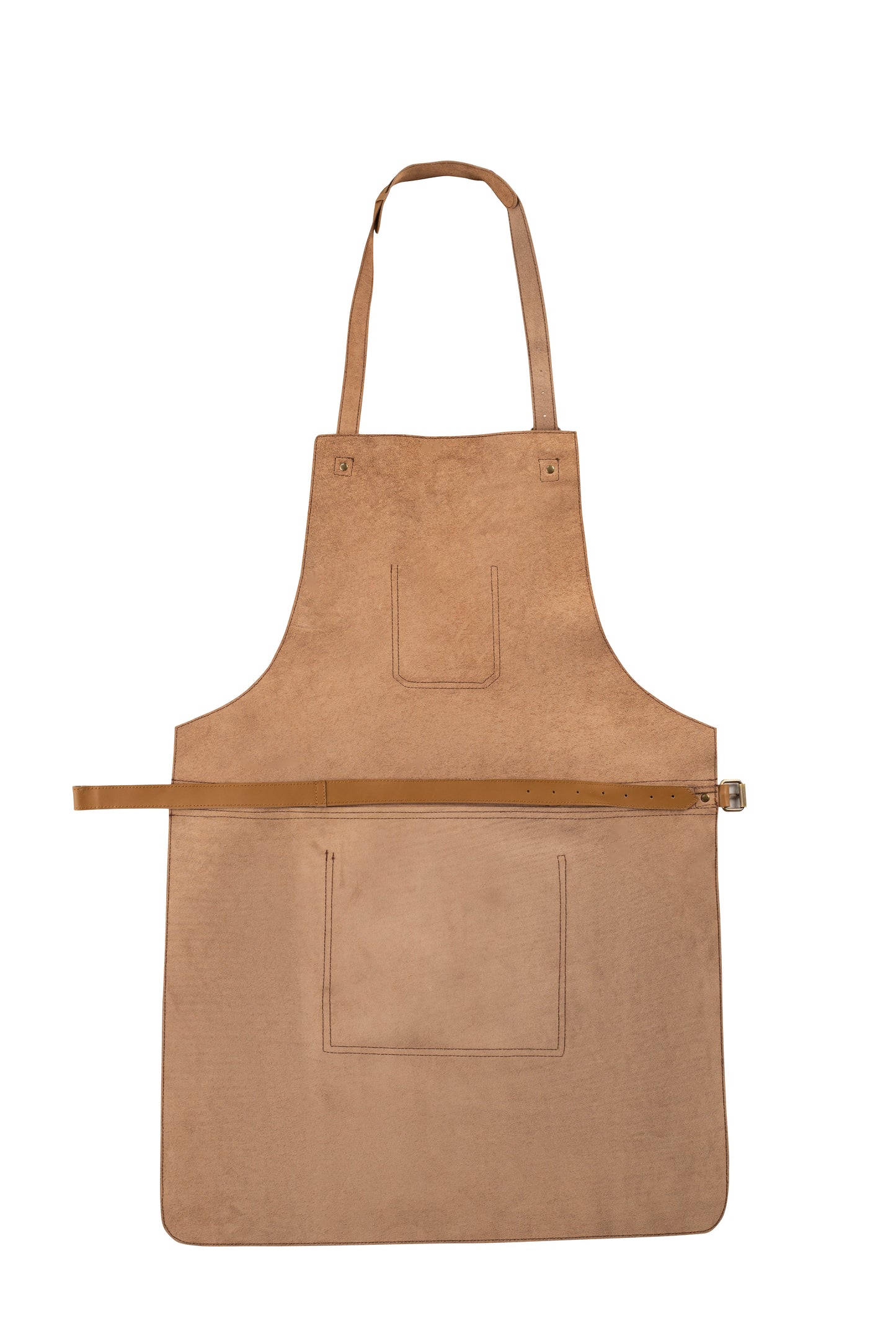 vintage canvas and leather cooking apron with adjustable leather straps