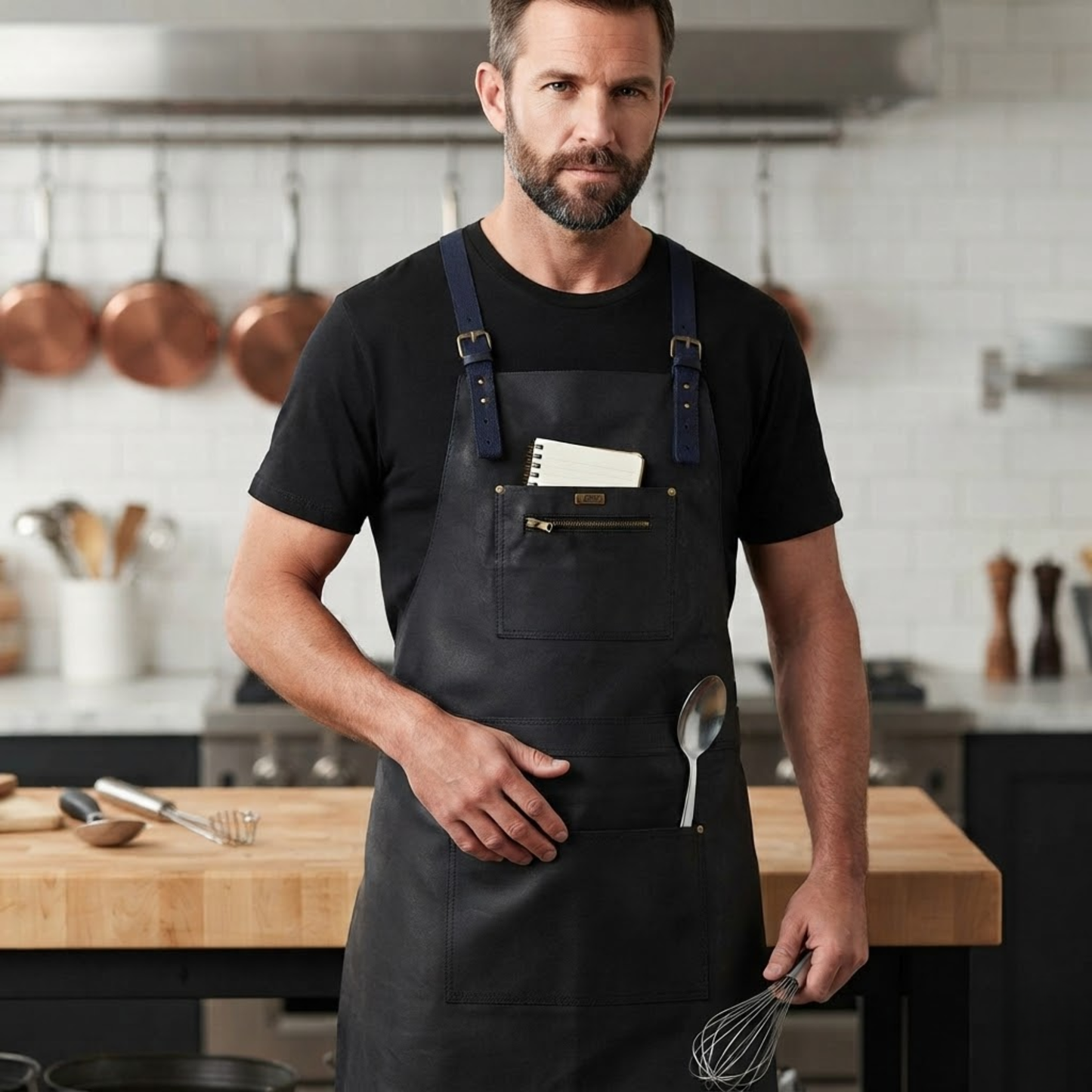 cross back genuine leather chef in apron for bbq and butchers