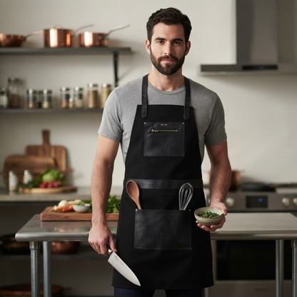 Cross Back Genuine Leather Chef in Apron for BBQ and Butchers