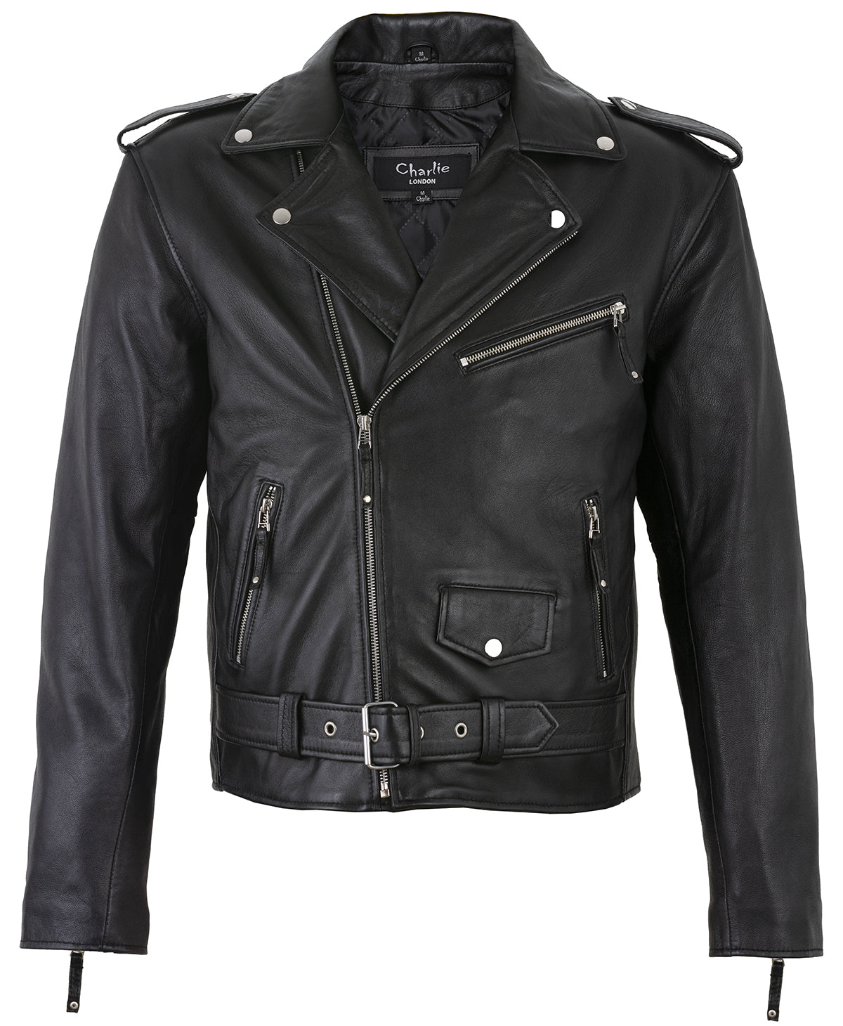 designer jacket – men's brando cross zip leather biker jacket