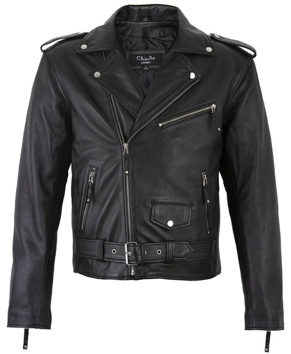 Designer Jacket – Men's Brando Cross Zip Leather Biker Jacket