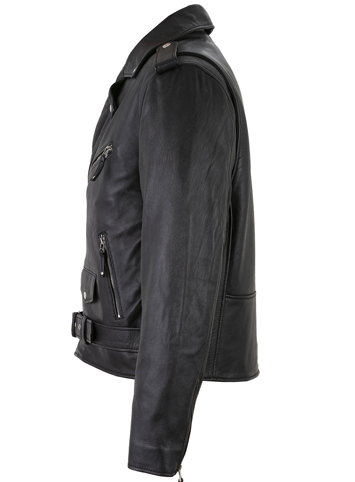 designer jacket – men's brando cross zip leather biker jacket