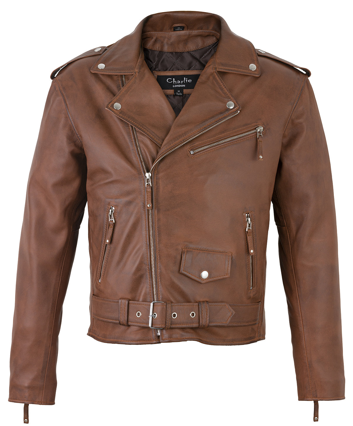designer jacket – men's brando cross zip leather biker jacket