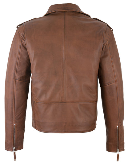 Designer Jacket – Men's Brando Cross Zip Leather Biker Jacket