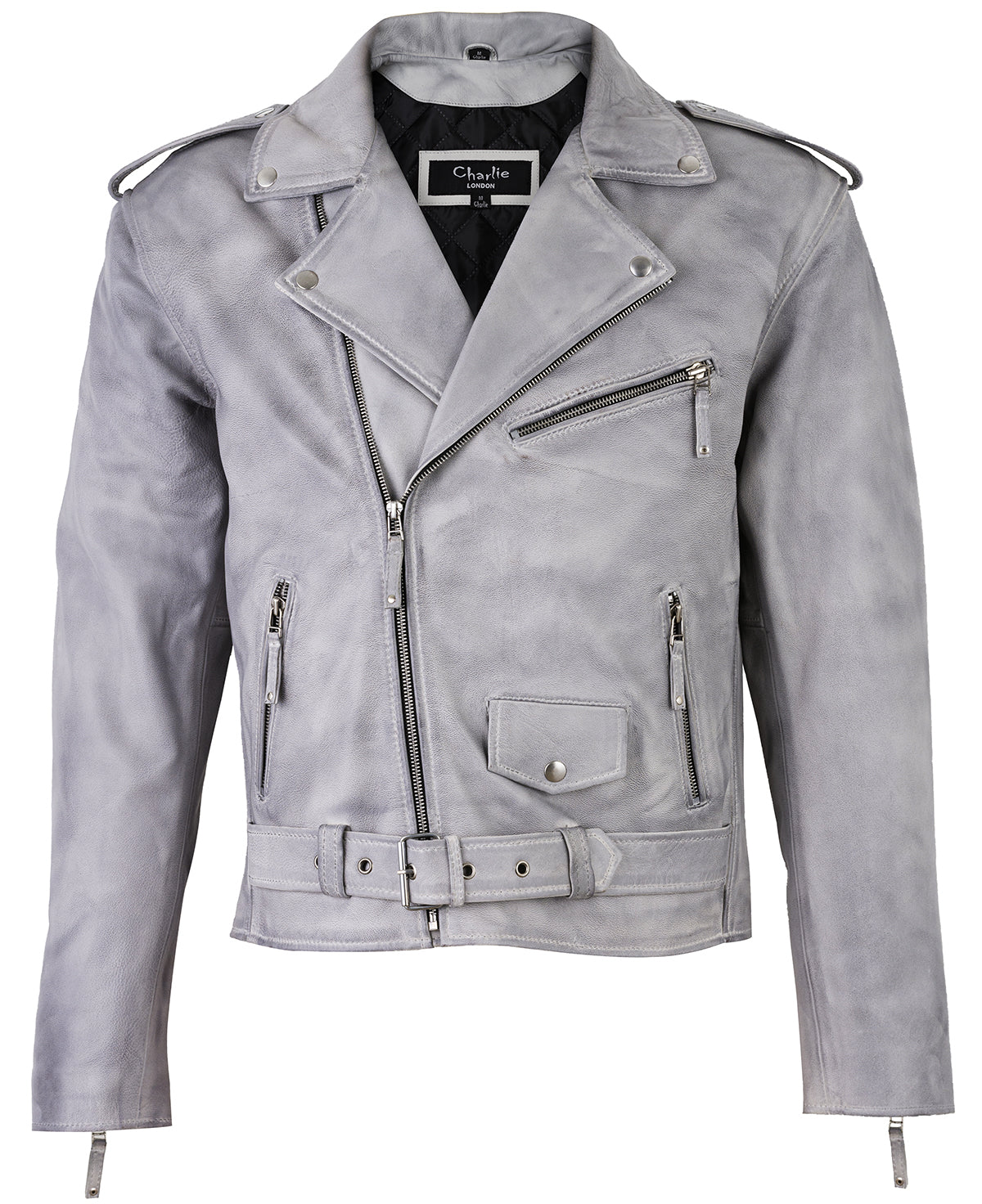 designer jacket – men's brando cross zip leather biker jacket