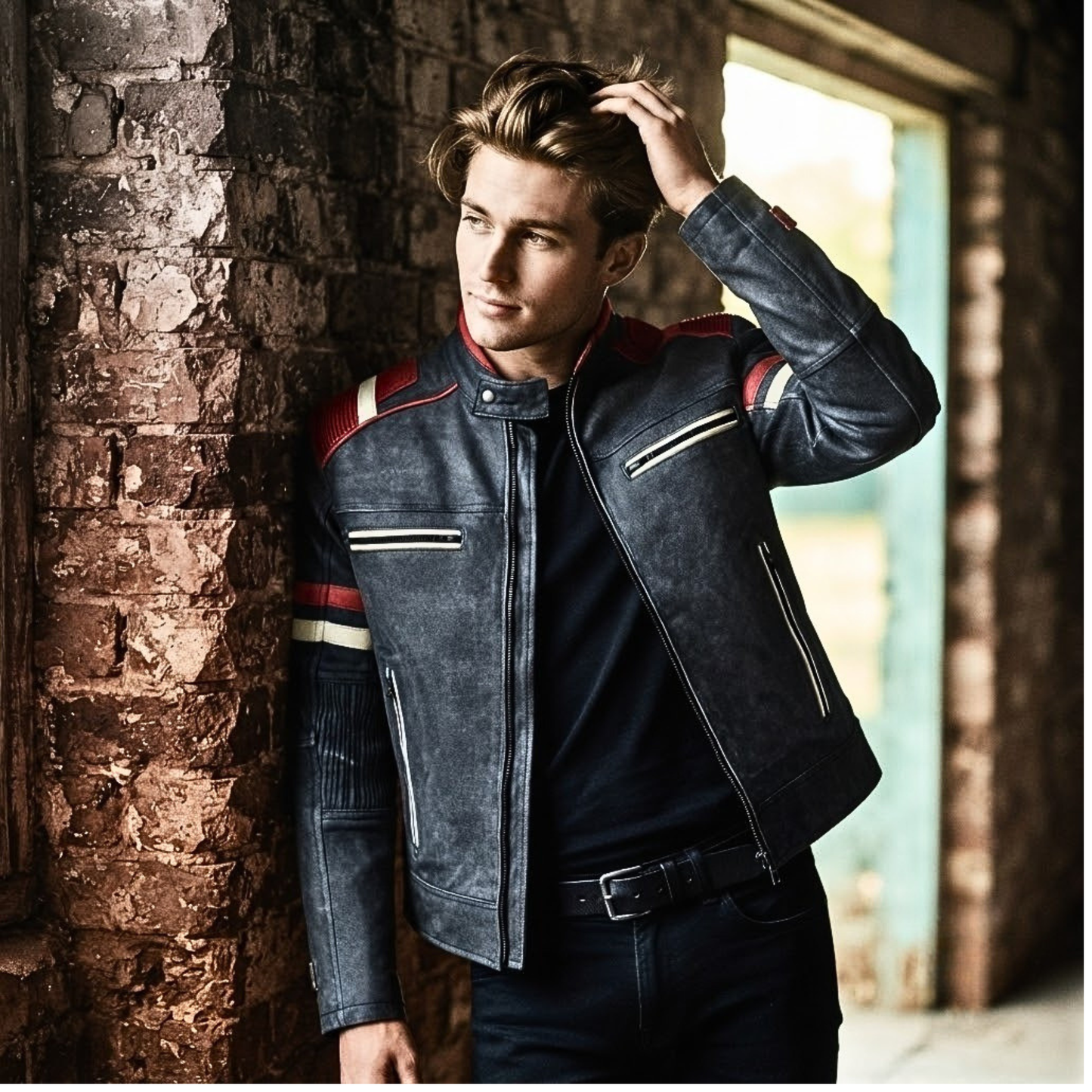 leather jacket ireland stonewash grey café racer for men