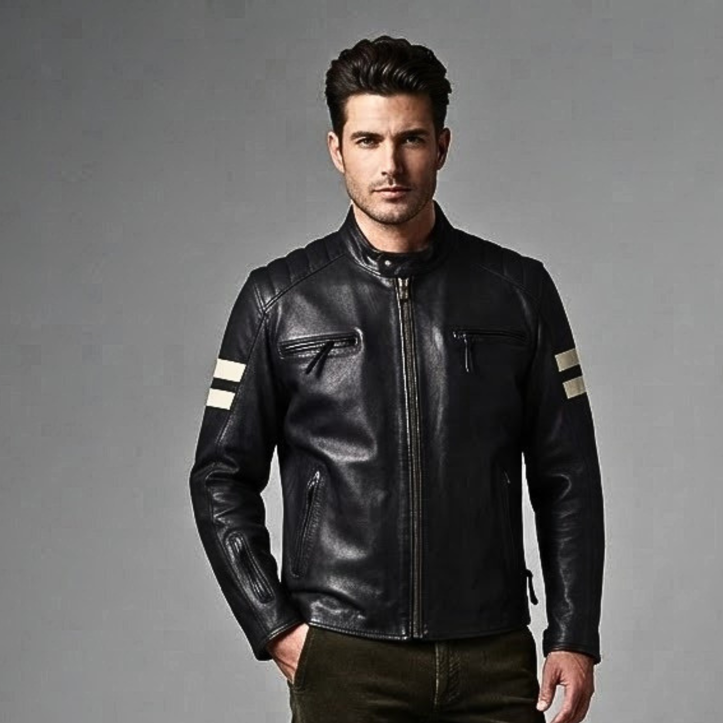 roma distressed cruiser jacket leather motorcycle  for men