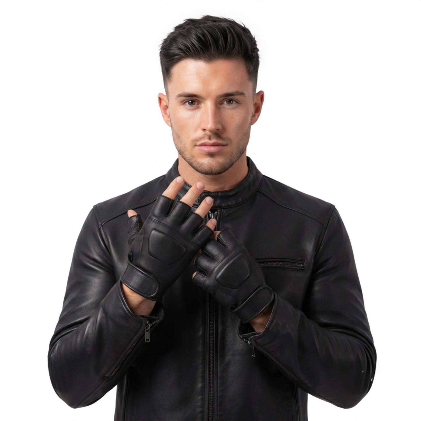 leather fingerless gloves – premium half finger driving & riding gloves