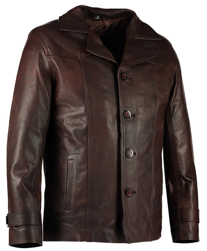 Mens Leather Jackets – Cowhide Heist Antique Long Coat