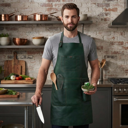 Vintage Canvas Leather Apron with Adjustable Leather Straps