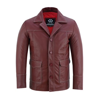 Leather Blazer Men – Brad Pitt Fight Club Style Leather Jacket