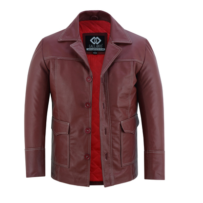 Leather Blazer Men – Brad Pitt Fight Club Style Leather Jacket