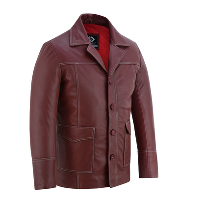 Leather Blazer Men – Brad Pitt Fight Club Style Leather Jacket