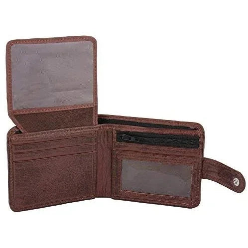 leather wallet rfid trifold genuine men's wallet with gift box