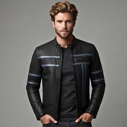 Mens Leather Biker Jacket – Genuine Cowhide Motorcycle Jacket