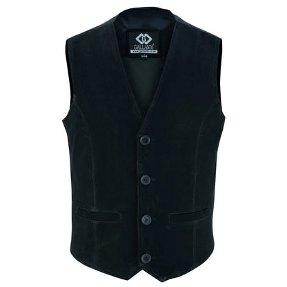 Coat Button Classic Leather Men Vest for Motorcycle and Casual Wear