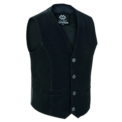 Coat Button Classic Leather Men Vest for Motorcycle and Casual Wear
