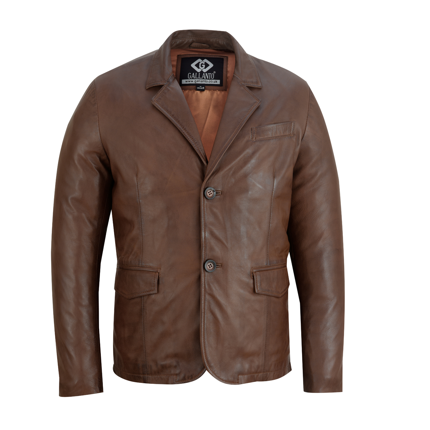 men blazer leather – classic 2 button genuine leather blazer jacket