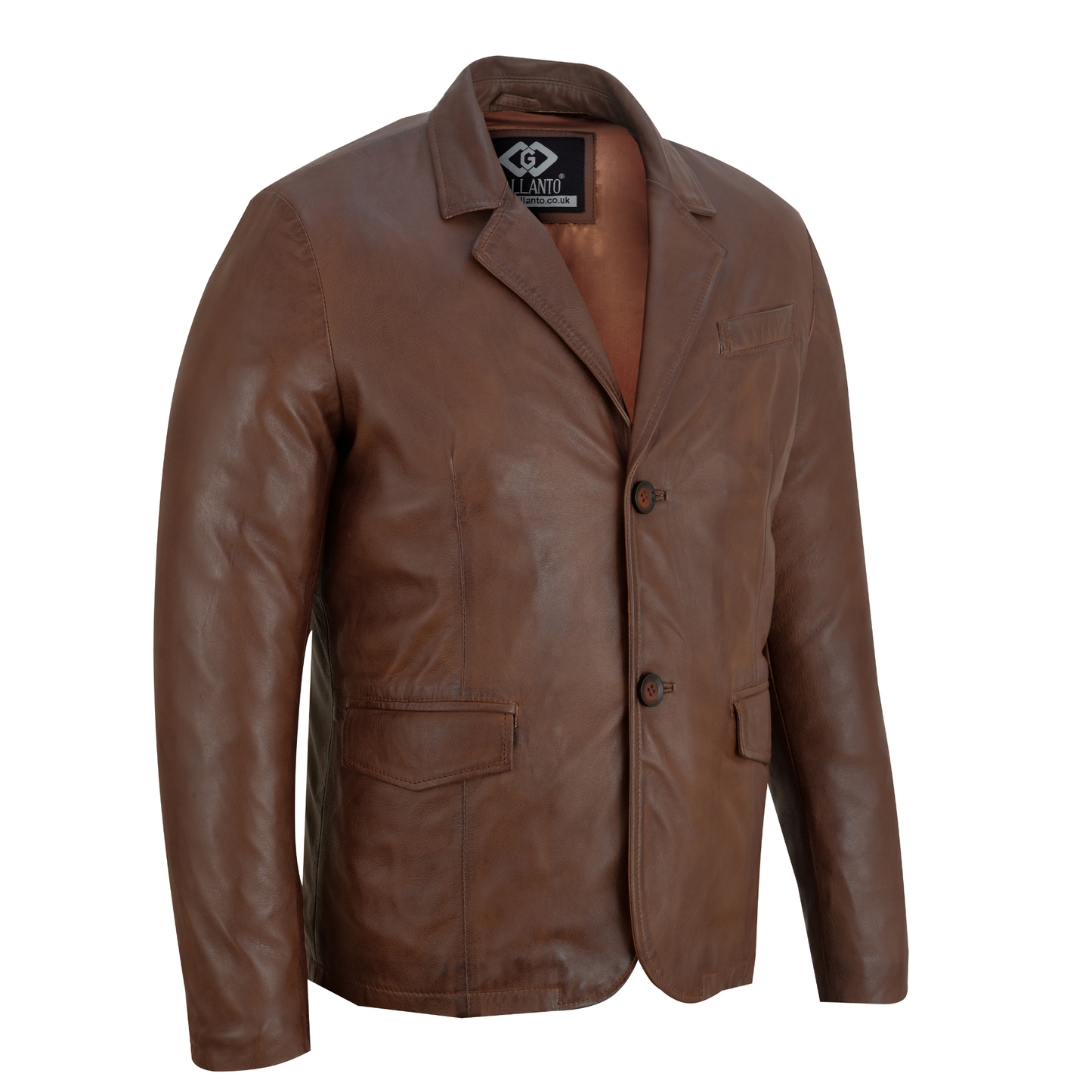 men blazer leather – classic 2 button genuine leather blazer jacket