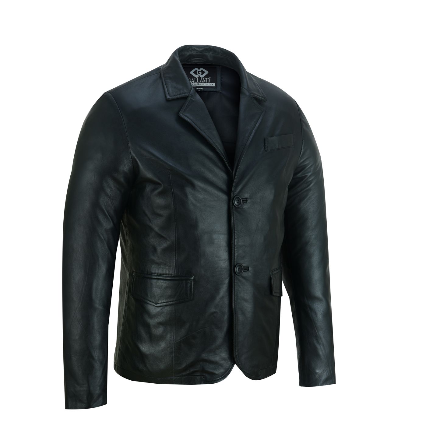 men blazer leather – classic 2 button genuine leather blazer jacket
