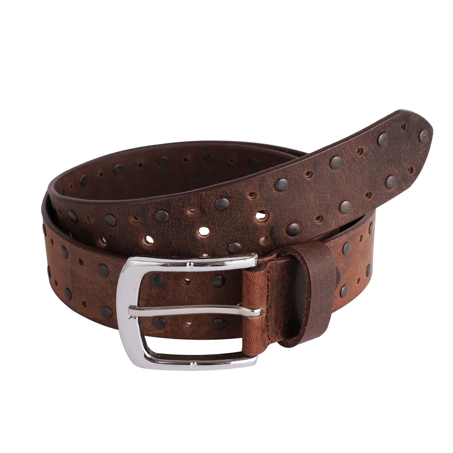 men's belts genuine leather crazy rivets casual belt