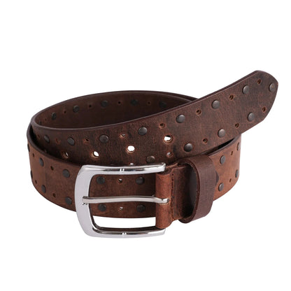 Men's Belts Genuine Leather Crazy Rivets Casual Belt