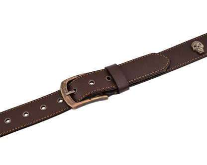 Men's Belts Genuine Leather Westren Skull Style Belt