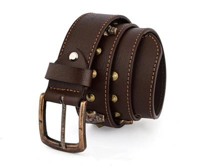 Men's Belts Genuine Leather Westren Skull Style Belt